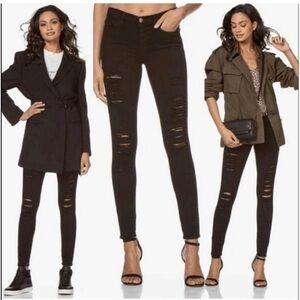 Frame Le Skinny de Jeanne black distressed jeans size 27